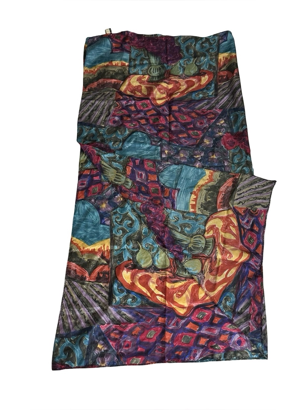 Vtg 90s New York Studio 100% Silk Scarf Impressionist Still Life Oblong 17x70